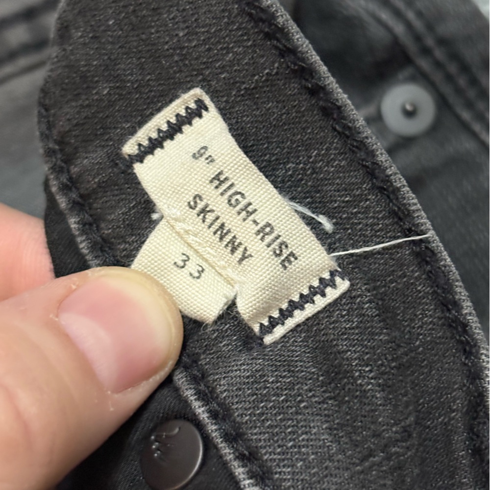 Madewell Jeans Distressed Black Denim High Rise Skinny Size 33 - Picture 4 of 5